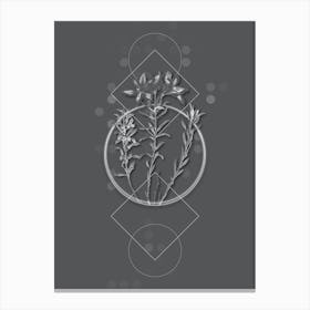 Vintage Lily of the Incas Botanical with Line Motif and Dot Pattern in Ghost Gray n.0026 Canvas Print