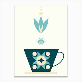 Coffee Cup With Flower Canvas Print