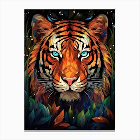 Tiger Art In Stained Glass Art Style 1 Canvas Print