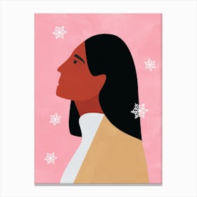 Portrait Of A Woman on Snow Canvas Print