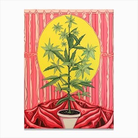 Pink And Red Plant Illustration Dracaena Lemon Lime 1 Canvas Print
