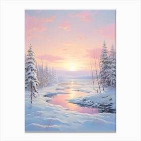 Dreamy Winter Painting Rovaniemi Finland 3 Canvas Print