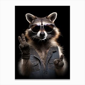 A Honduran Raccoon Doing Peace Sign Wearing Sunglasses 2 Canvas Print