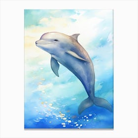 Dolphin In Ocean Realistic Illustration1 Canvas Print