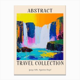 Abstract Travel Collection Poster Iguazu Falls Argentina Brazil 1 Canvas Print