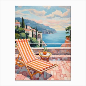 Sun Lounger By The Pool In Capri Italy 2 Canvas Print
