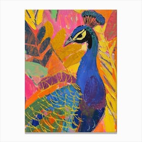 Colourful Brushwork Peacock 1 Canvas Print