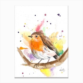 Robin Watercolor Painting  Canvas Print