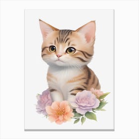 Cat In Flowers Canvas Print