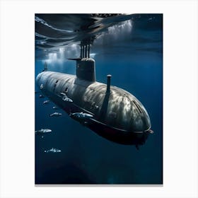 Submarine In The Ocean-Reimagined 6 Canvas Print