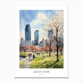 Grant Park Chicago Watercolour Travel Poster Canvas Print