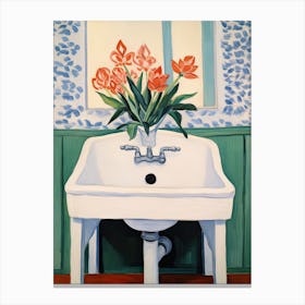 Bathroom Vanity Painting With A Daffodil Bouquet 2 Canvas Print