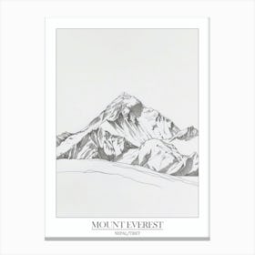 Mount Everest Nepal Tibet Line Drawing 5 Poster Canvas Print