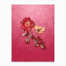 Vintage Sweetbriar Rose Botanical in Gold on Viva Magenta n.0013 Canvas Print