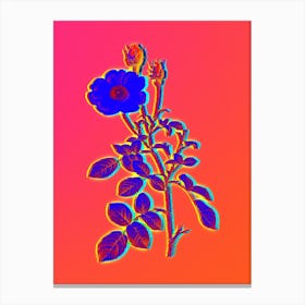 Neon Sparkling Rose Botanical in Hot Pink and Electric Blue n.0040 Canvas Print