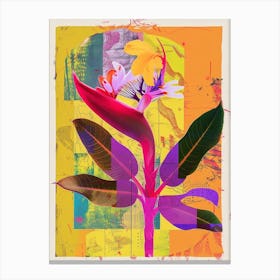 Heliconia 1 Neon Flower Collage Canvas Print