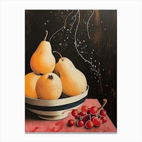 Pears And Berries Art Deco Canvas Print