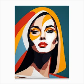 Pop Art Woman Portrait Abstract Geometric Art (43) Canvas Print