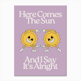 Here Comes The Sun Art Print | Vintage Retro Music Art Print | Purple Nursery Wall Art | 60’s 70’s Art Print | Sun Decor | Sun Canvas Print