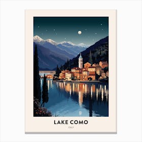 Winter Night  Travel Poster Lake Como Italy 2 Canvas Print