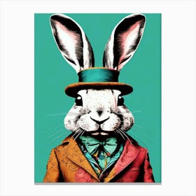 Bohemian Rabbit In Top Hat Canvas Print