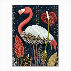 Greater Flamingo And Anthurium Boho Print 4 Canvas Print
