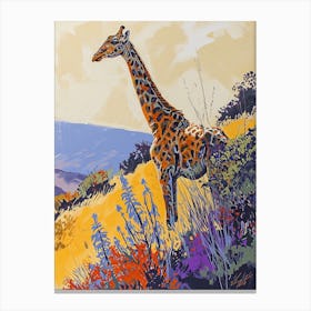 Giraffe On A Hill Illustration 1 Canvas Print