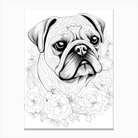 Pug Dog, Line Drawing 2 Canvas Print