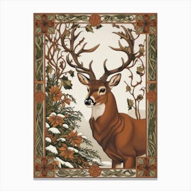 Deer In The Woods Style William Morris Canvas Print