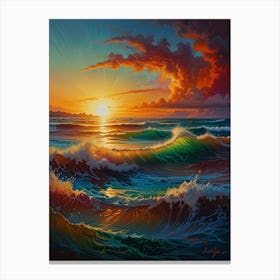 Sunset Over The Ocean 5 Canvas Print