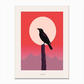 Minimalist Raven 1 Bird Poster Canvas Print