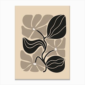 Neutral Flowers and Leaves Canvas Print