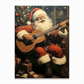 Santa Playing Guitar Canvas Print