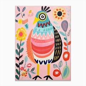 Pink Scandi Chicken 7 Canvas Print