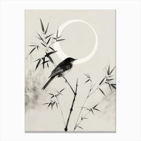 Bird Perched On Bamboo Canvas Print