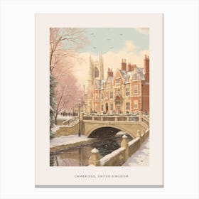 Vintage Winter Poster Cambridge United Kingdom 1 Canvas Print