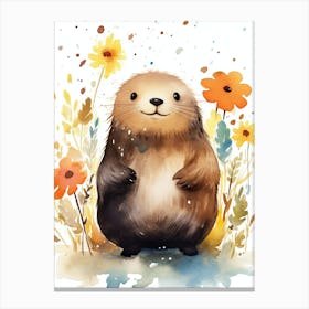 Cute Mole Watercolor Canvas Print