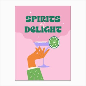 "Spirits Of Delight" Modern Pink Cocktail Art Print Canvas Print