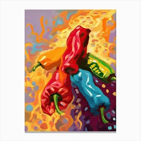 Red Peppers Oil Painting 1 Canvas Print