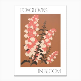 Foxgloves In Bloom Flowers Bold Illustration 3 Canvas Print
