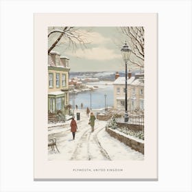 Vintage Winter Poster Plymouth United Kingdom Canvas Print