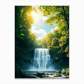 Waterfall In The Forest 10 Canvas Print