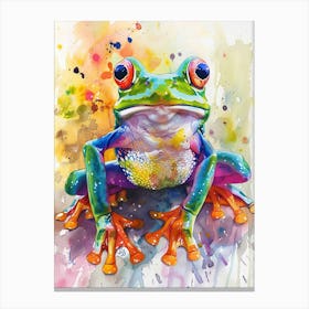 Frog Colourful Watercolour 2 Canvas Print