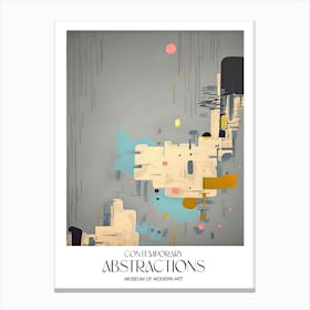 Pink Pop And Grey Painting Abstract Exhibition Poster Canvas Print
