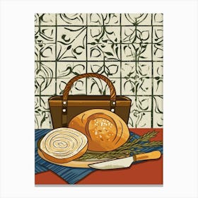 Rustic Bread On A Tiled Background 2 Canvas Print