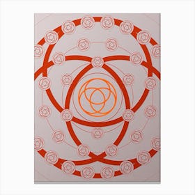 Geometric Abstract Glyph Circle Array in Tomato Red n.0076 Canvas Print