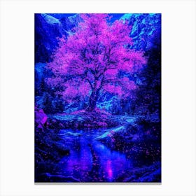 Purple Tree At Night Canvas Print