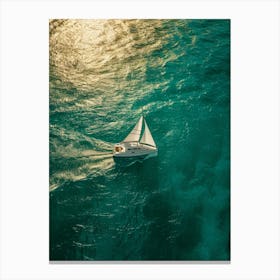 Aerial View Of A Sailboat Canvas Print