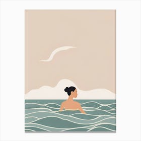 Woman In The Ocean Canvas Print