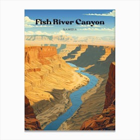 Fish River Canyon Namibia Vintage Travel Art Illustration Canvas Print